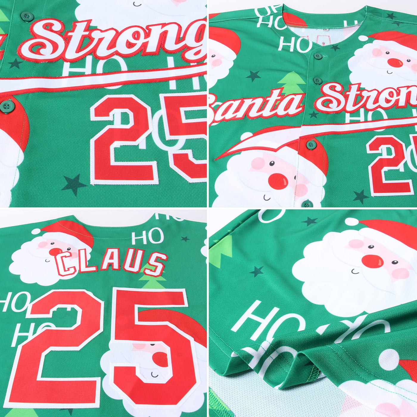 Custom Green Red-White Christmas 3D Authentic Baseball Jersey - Owls Matrix LTD
