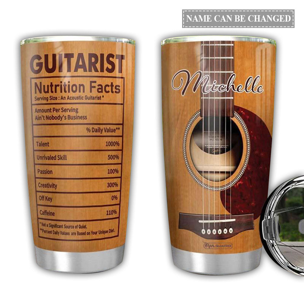 20OZ Guitar Acoustic Nutrition Fact Personalized - Tumbler - Owls Matrix LTD