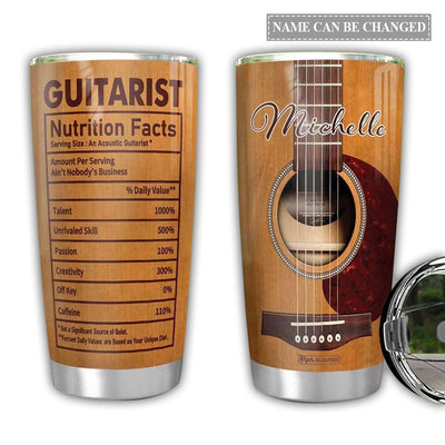 20OZ Guitar Acoustic Nutrition Fact Personalized - Tumbler - Owls Matrix LTD