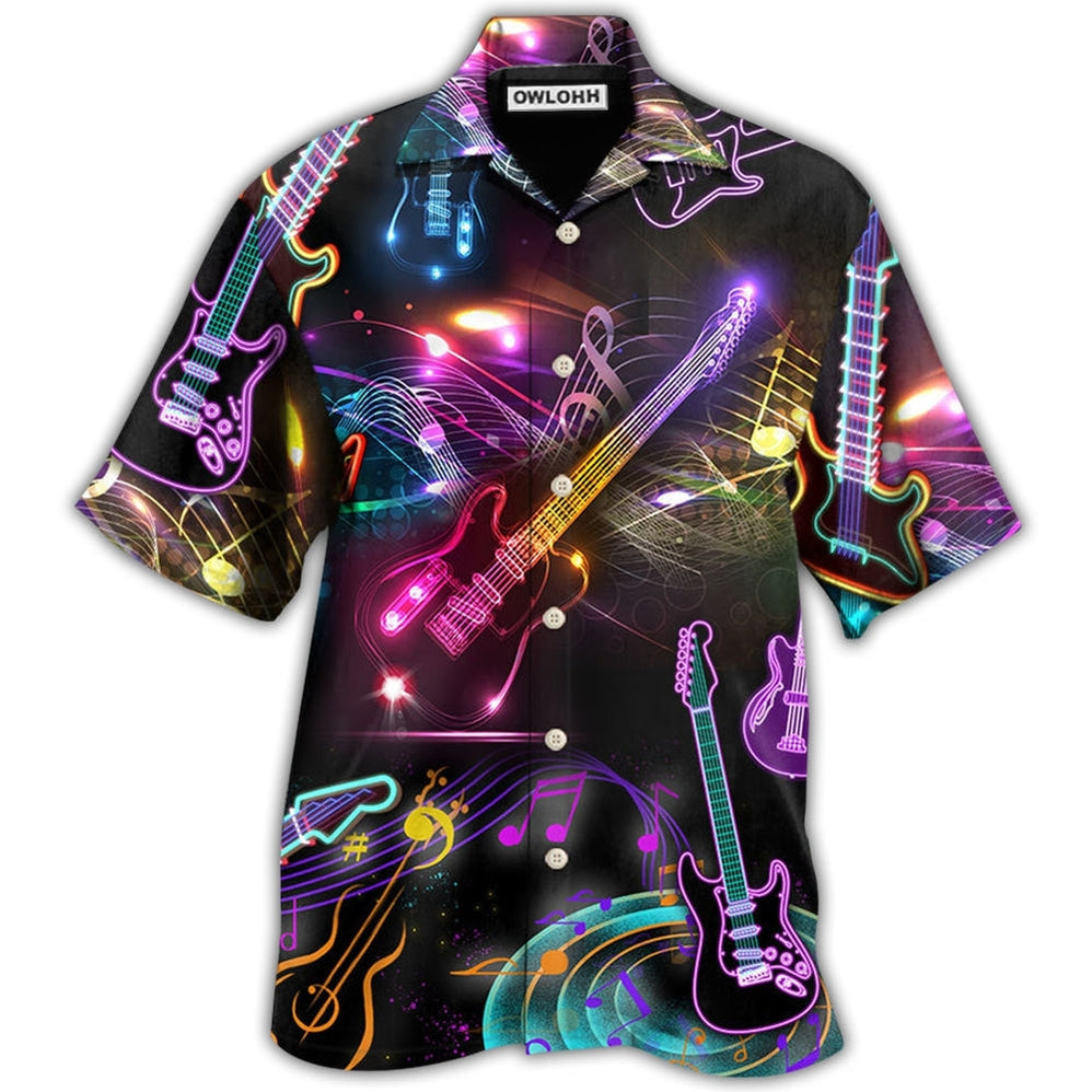 Hawaiian Shirt / Adults / S Guitar Neon Amazing Art - Hawaiian Shirt - Owls Matrix LTD