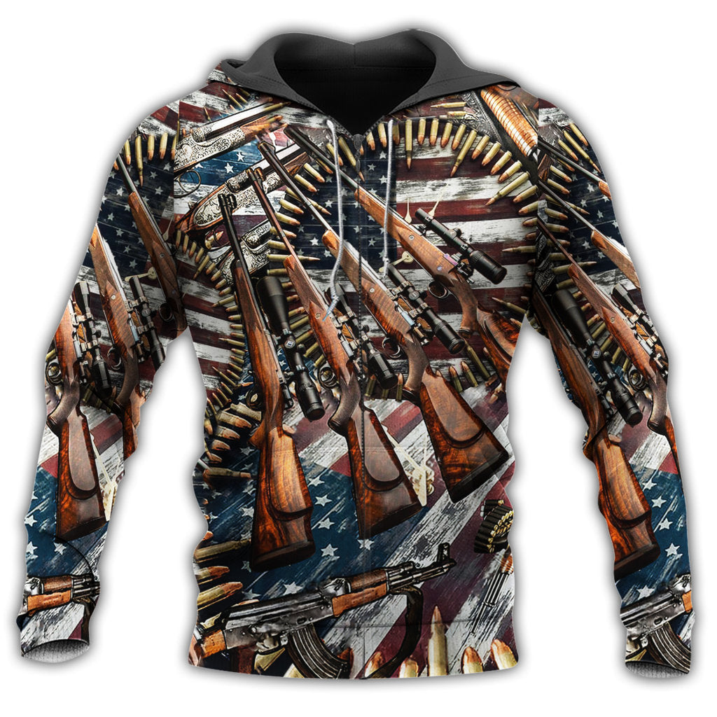 Zip Hoodie / S Gun Make No Mistake About It, It’s American Control Classic - Hoodie - Owls Matrix LTD