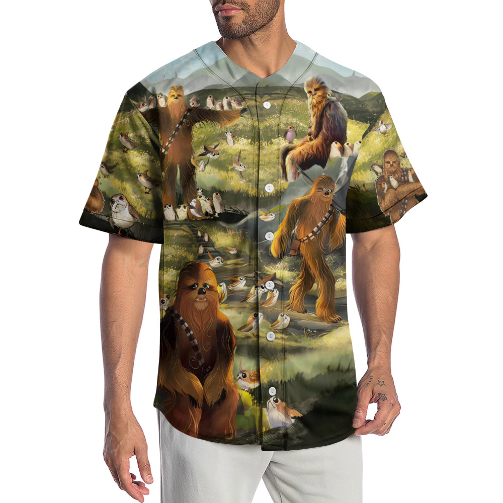 Star Wars The Last Jedi Chewbacca & Porgs - Baseball Jersey