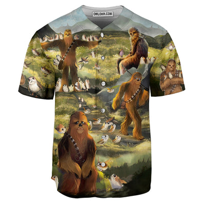 Star Wars The Last Jedi Chewbacca & Porgs - Baseball Jersey