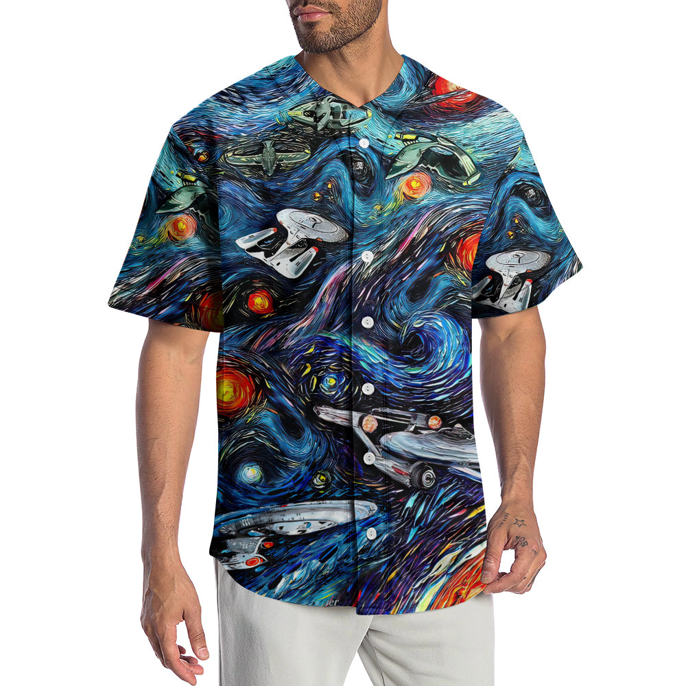 Star Trek Starry Night Fantaxy Ships - Baseball Jersey