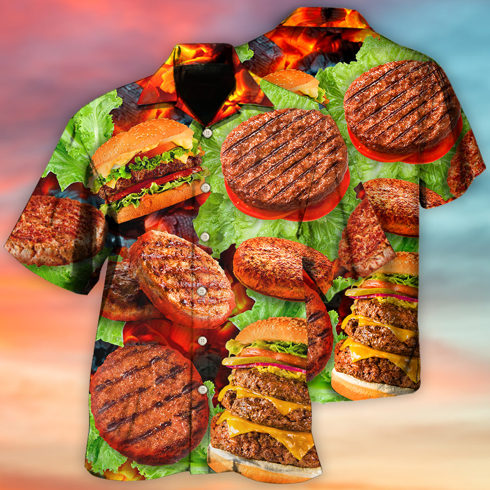 BBQ Hamburger Patties BBQ Style - Hawaiian Shirt - Owls Matrix LTD