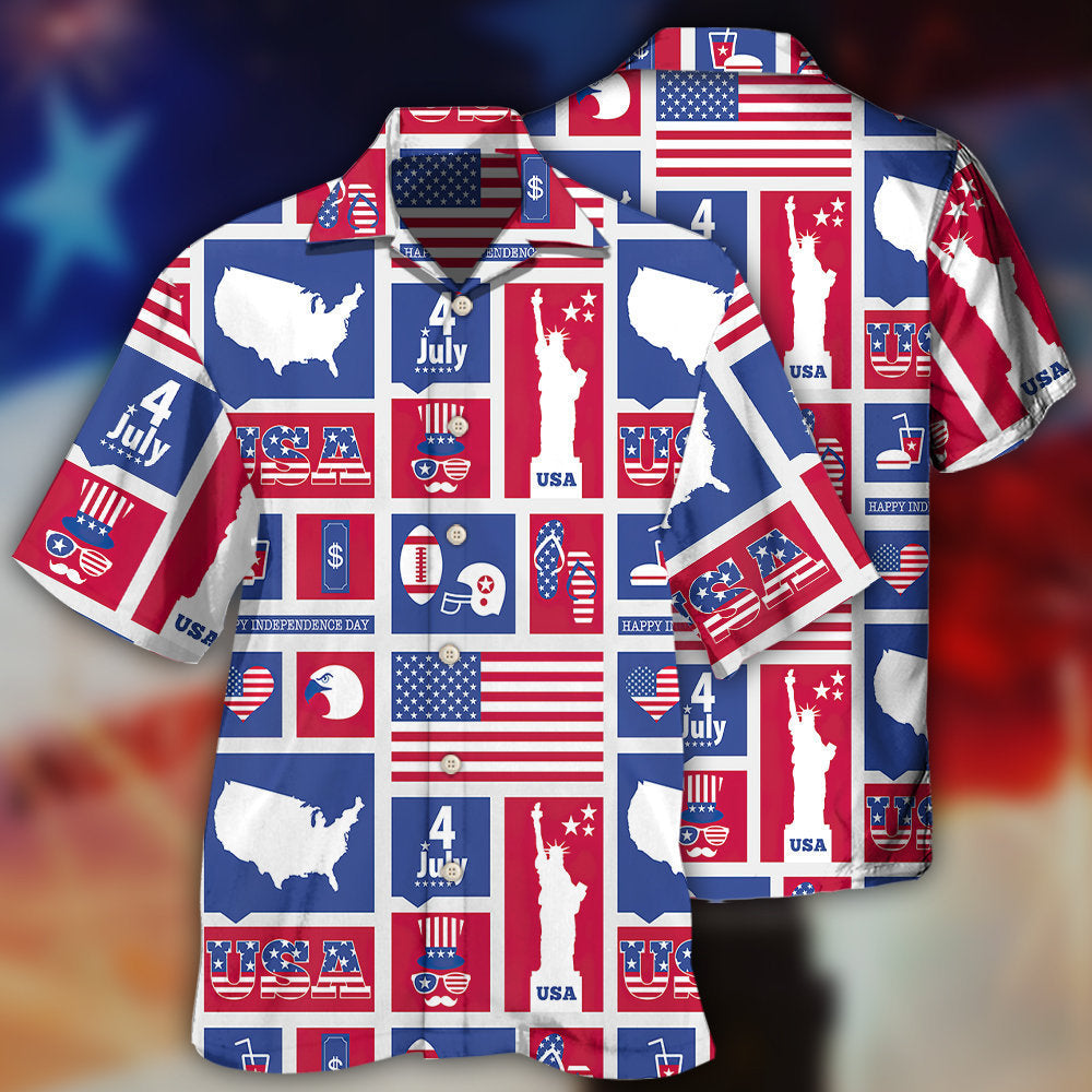 America Independence Day Happy America - Hawaiian Shirt - Owls Matrix LTD