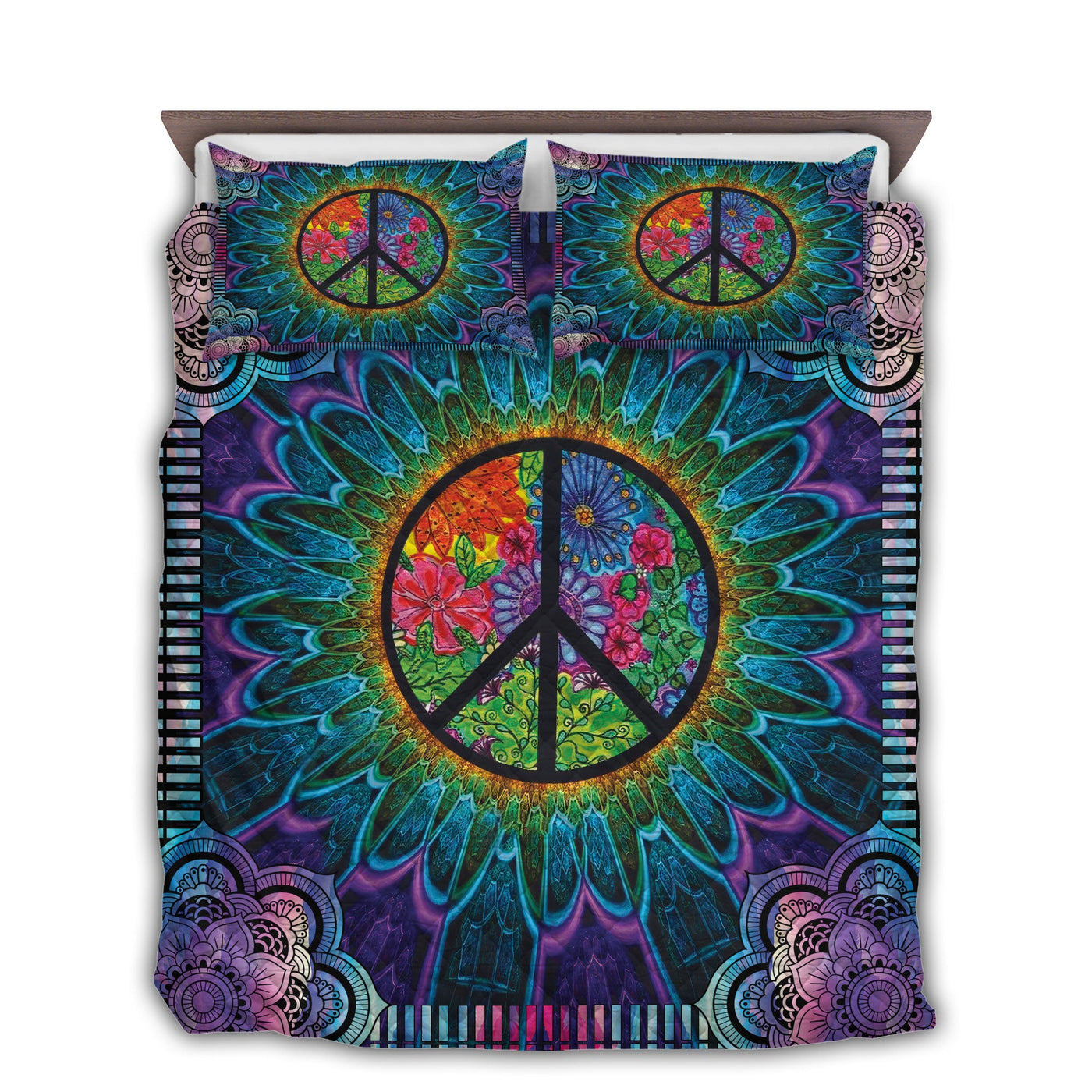 TWIN ( 50 x 60 INCH ) Hippie Amazing Fullcolor Style - Quilt Set - Owls Matrix LTD