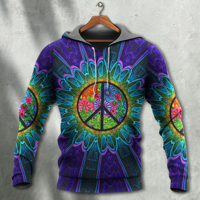 Hippie Amazing Peace Green Colorful - Hoodie - Owls Matrix LTD