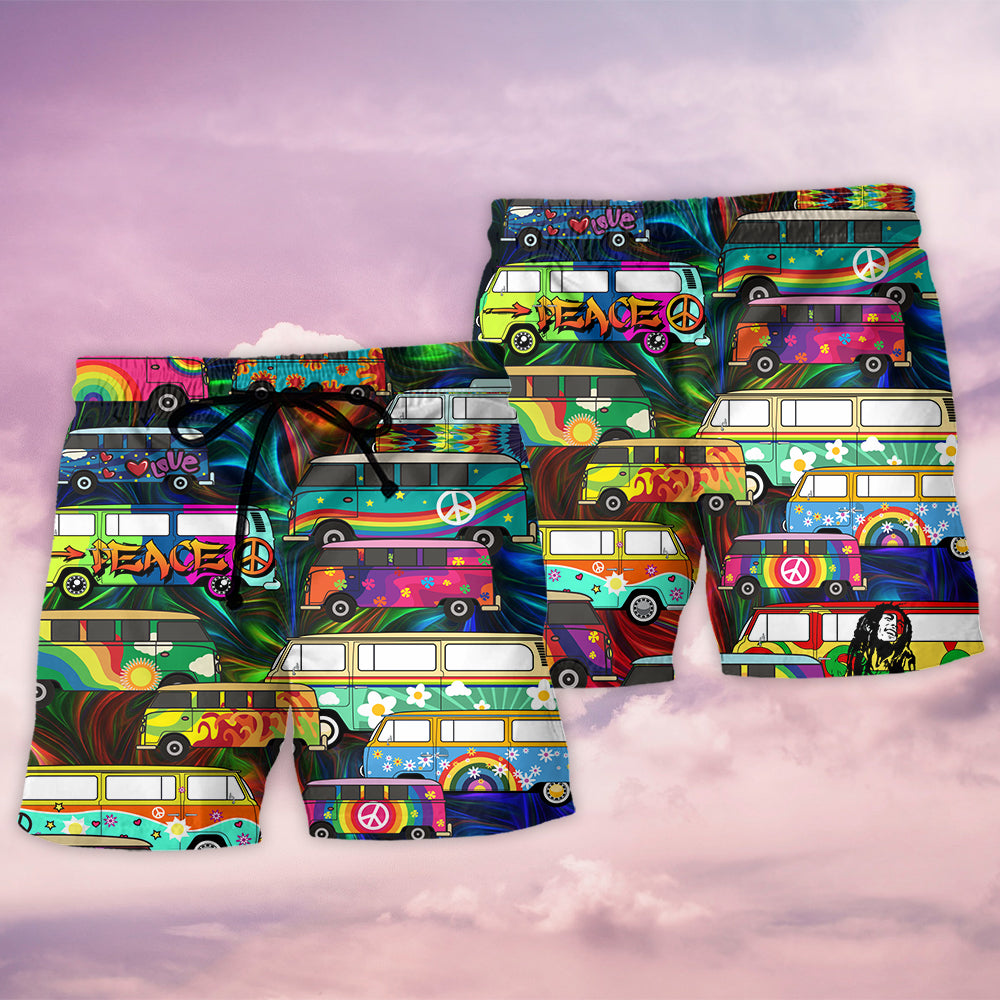 Hippie Bus Colorful Style - Beach Short - Owls Matrix LTD