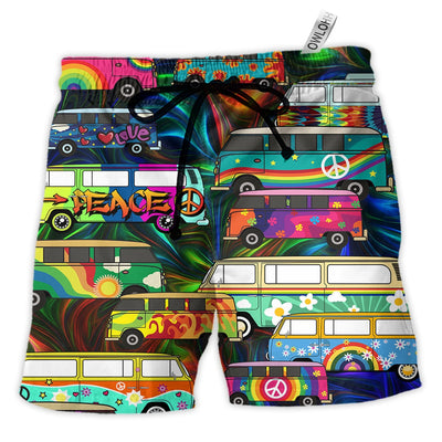 Beach Short / Adults / S Hippie Bus Colorful Style - Beach Short - Owls Matrix LTD