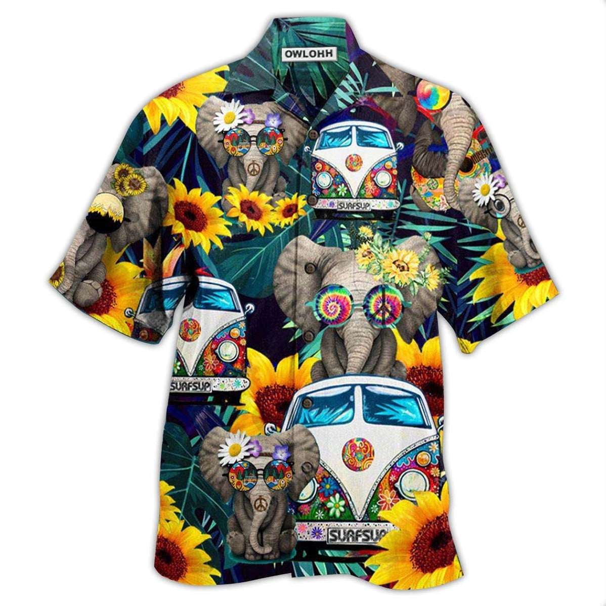 Hawaiian Shirt / Adults / S Hippie Elephant Wonderful Camping - Hawaiian Shirt - Owls Matrix LTD