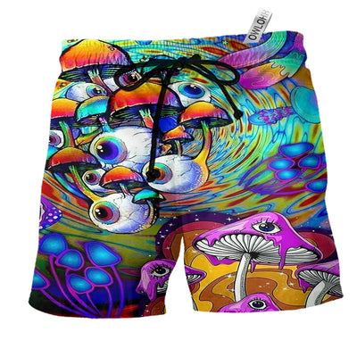 Beach Short / Adults / S Hippie Mushroom Eyes Style - Beach Short - Owls Matrix LTD