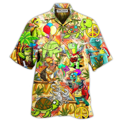 Hawaiian Shirt / Adults / S Hippie Turtle Funny Peace Life Color - Hawaiian Shirt - Owls Matrix LTD