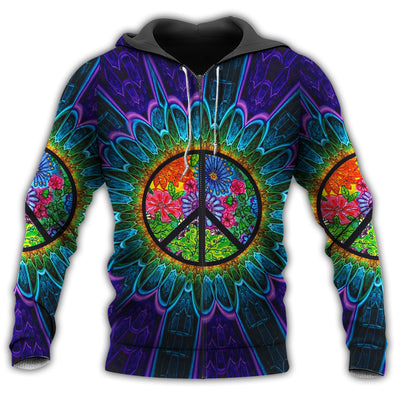 Zip Hoodie / S Hippie Amazing Peace Green Colorful - Hoodie - Owls Matrix LTD