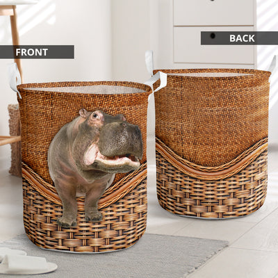 Hippopotamus Rattan Teaxture - Laundry Basket - Owls Matrix LTD