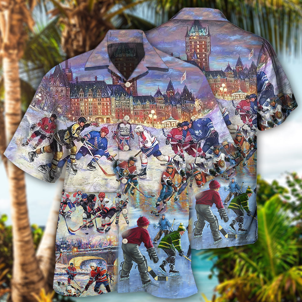 Ice Hockey Colorful Night - Hawaiian Shirt - Owls Matrix LTD