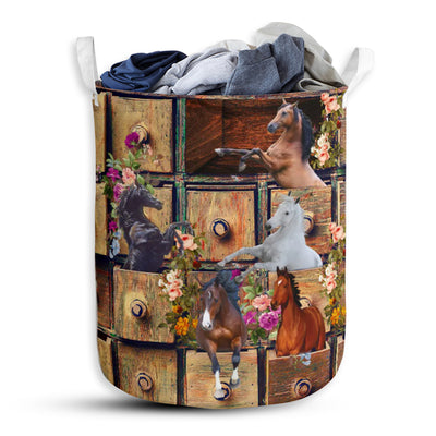 Horse Drawer Colorful Cool - Laundry Basket - Owls Matrix LTD