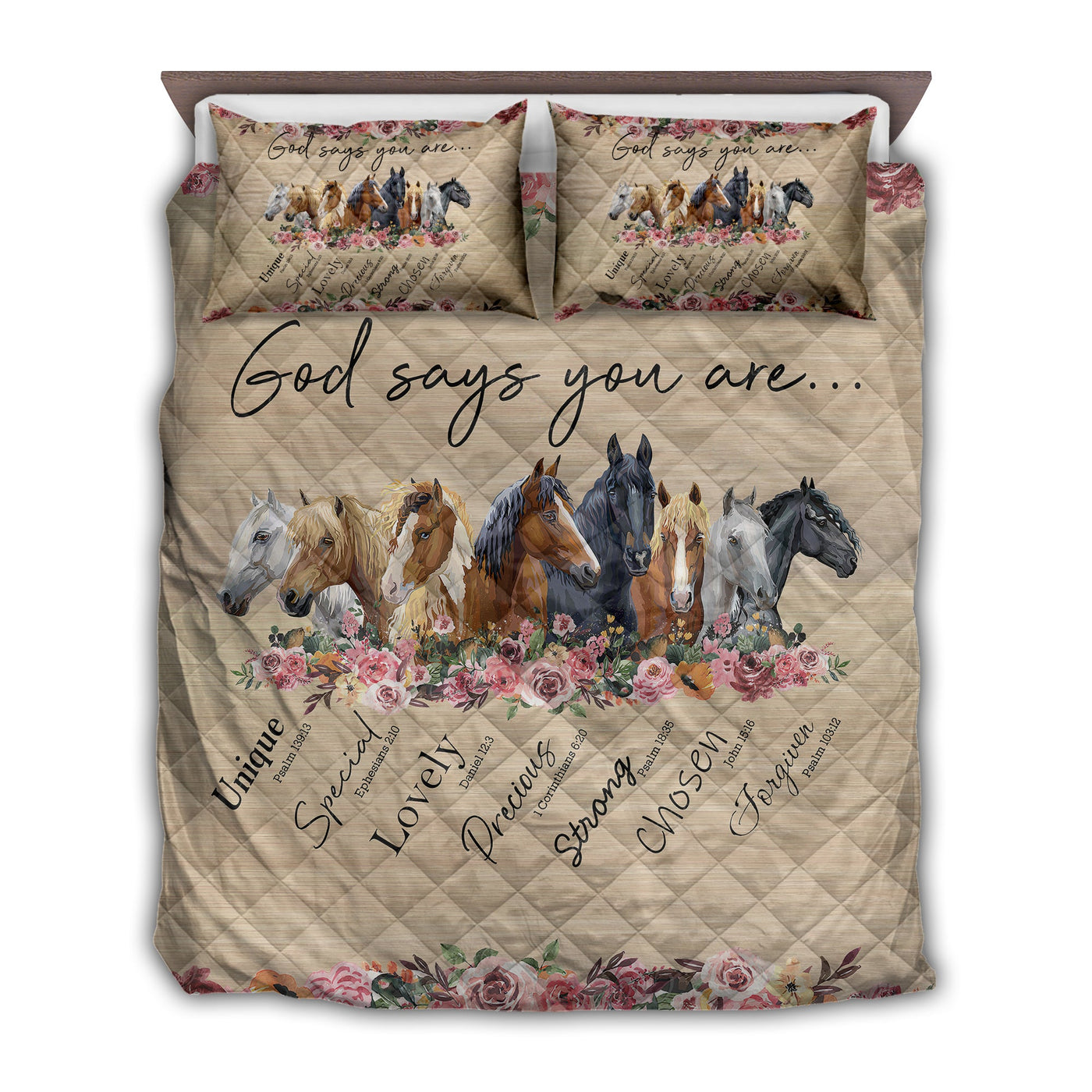 TWIN ( 50 x 60 INCH ) Horse God Says You Are Lovely - Quilt Set - Owls Matrix LTD