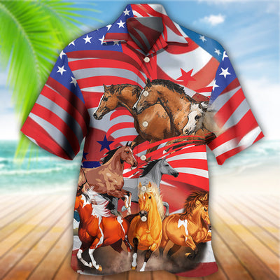 Horse Independence Day America - Hawaiian Shirt - Owls Matrix LTD