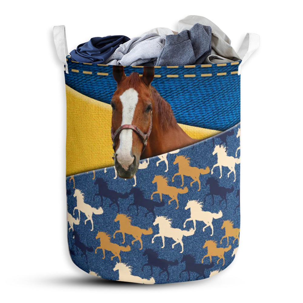 Horse Jean Warm Style - Laundry Basket - Owls Matrix LTD