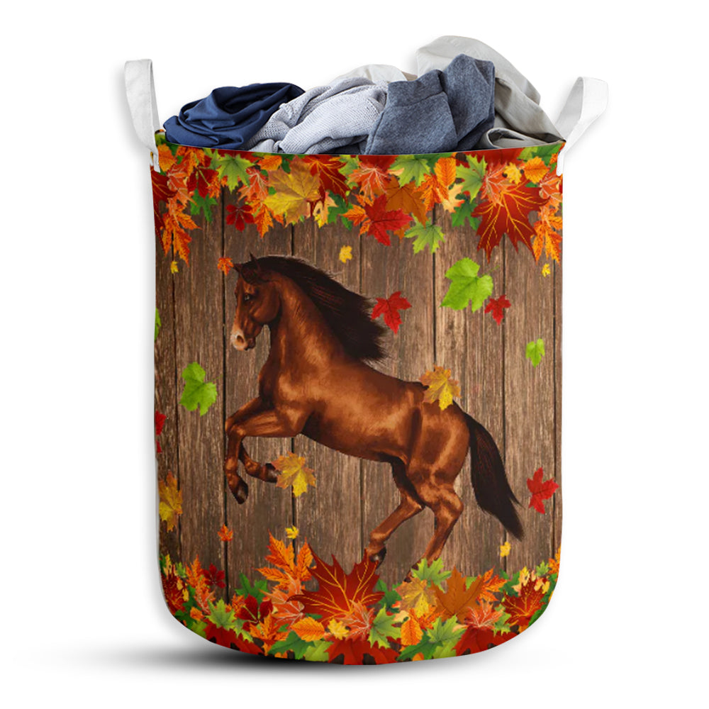 Horse Maple Nice Leaves - Laundry Basket - Owls Matrix LTD