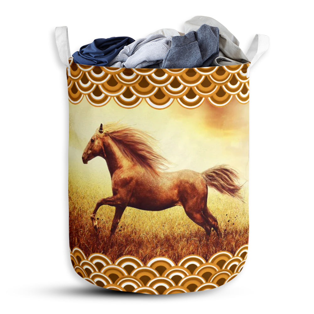 Horse Sunset - Laundry Basket - Owls Matrix LTD