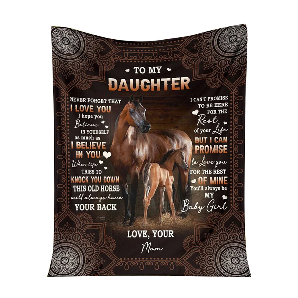 50" x 60" Horse To My Daughter Love Your Mom - Flannel Blanket - Owls Matrix LTD