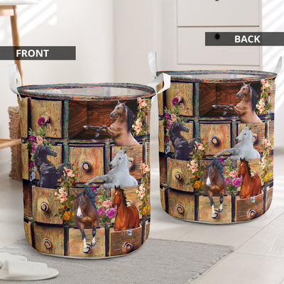 Horse Drawer Colorful Cool - Laundry Basket - Owls Matrix LTD