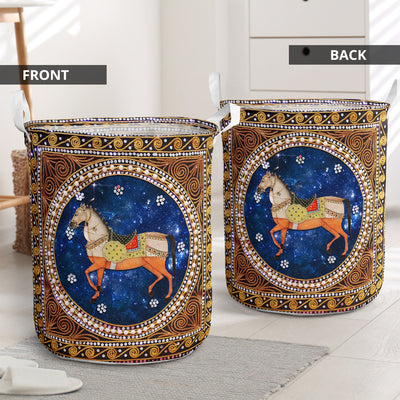 Horse Floral Diamond Royal - Laundry Basket - Owls Matrix LTD