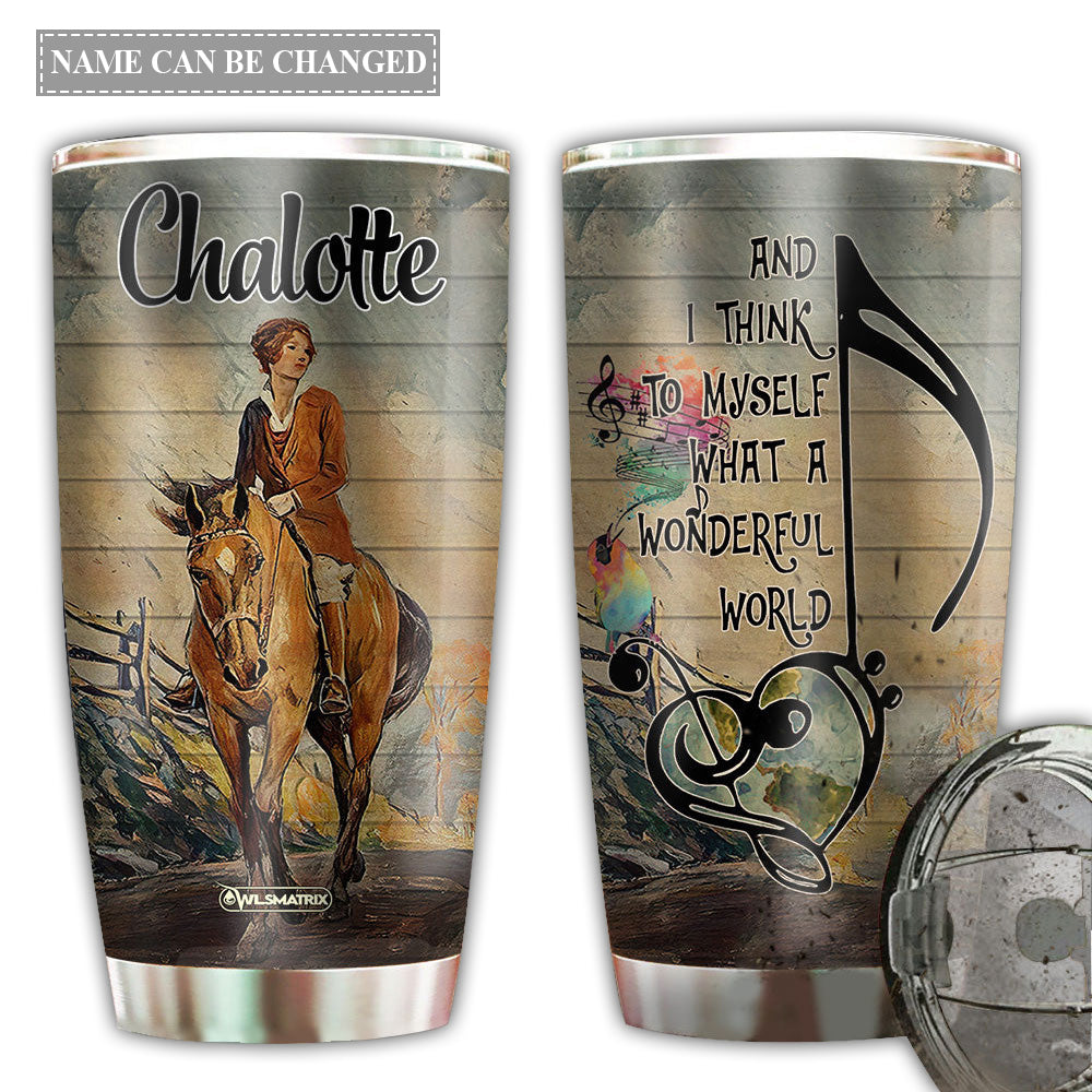 20OZ Horse Wonderful World With Horse Personalized - Tumbler - Owls Matrix LTD