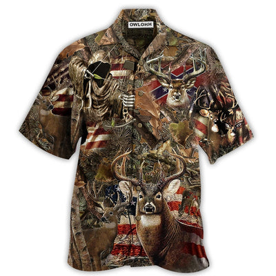 Hawaiian Shirt / Adults / S Hunting Deer America Wild - Hawaiian Shirt - Owls Matrix LTD