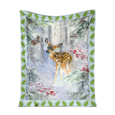 50" x 60" Hunting Deer Christmas Hunting - Flannel Blanket - Owls Matrix LTD