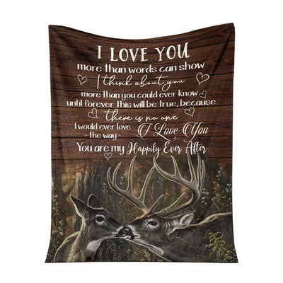 50" x 60" Hunting Deer I Love You You are My Happily Ever - Flannel Blanket - Owls Matrix LTD