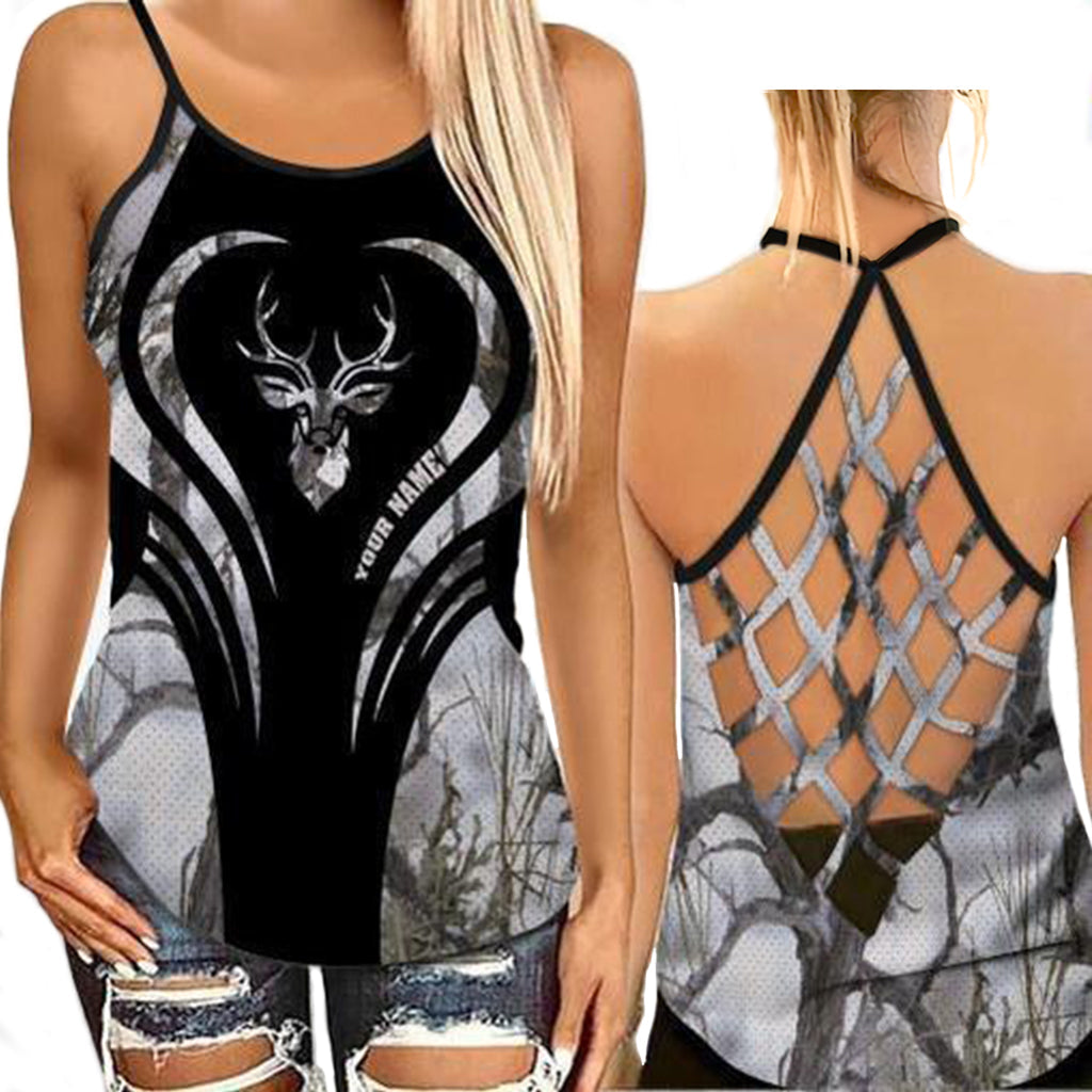 S Hunting Discover The Life Personalized - Cross Open Back Tank Top - Owls Matrix LTD