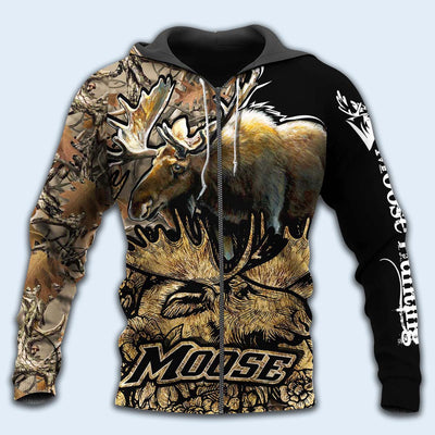 Zip Hoodie / S Hunting Moose Legend - Hoodie - Owls Matrix LTD