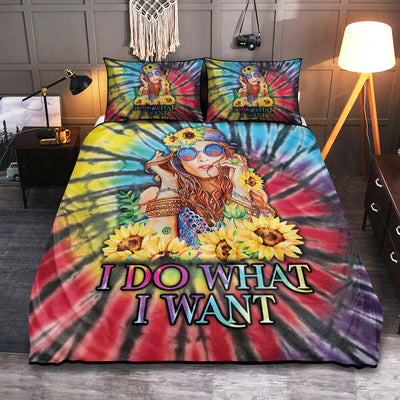 Hippie Girl I Do What I Want Sunflower - Bedding Cover - Owls Matrix LTD