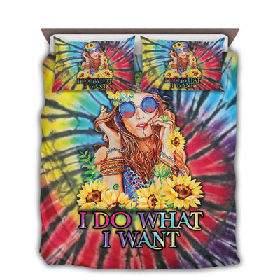 US / Twin (68" x 86") Hippie Girl I Do What I Want Sunflower - Bedding Cover - Owls Matrix LTD