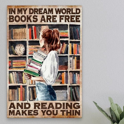 Book In My Dream World Books Are Free - Vertical Poster - Owls Matrix LTD