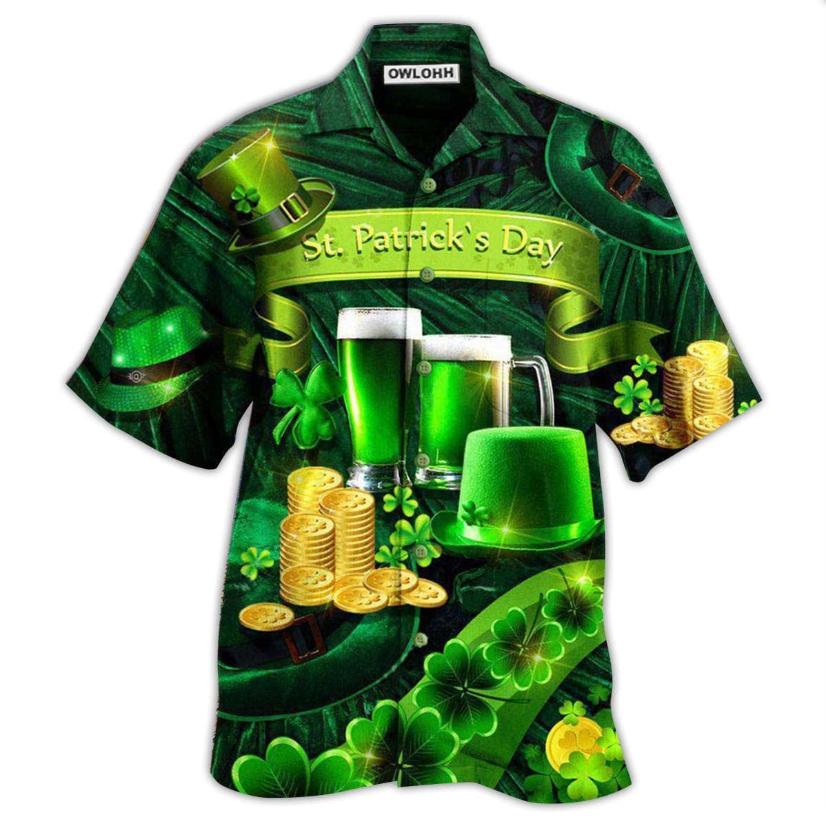 Hawaiian Shirt / Adults / S Irish Happy Saint Patrick's Day 17 March - Hawaiian Shirt - Owls Matrix LTD