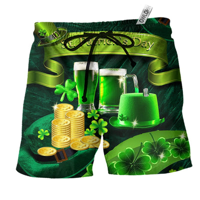 Beach Short / Adults / S Irish Happy Saint Patrick's Day 17 March Green - Beach Short - Owls Matrix LTD