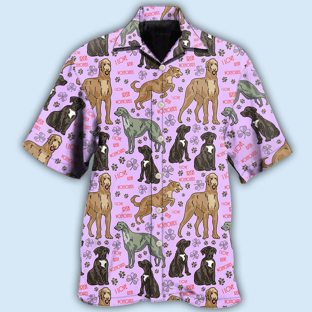 Irish Wolfhound Dog So Cute Pink Style - Hawaiian Shirt - Owls Matrix LTD
