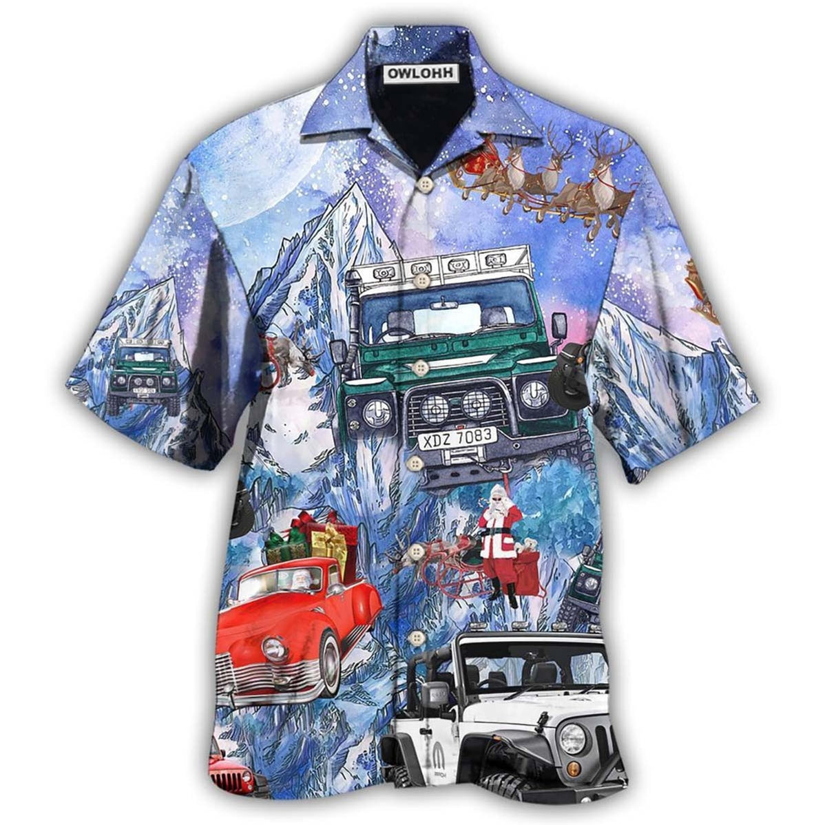 Hawaiian Shirt / Adults / S Jeep Reindeer Flying Into Galaxy - Hawaiian Shirt - Owls Matrix LTD