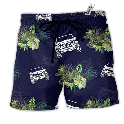 Beach Short / Adults / S Jeep Tropical Floral Blue - Beach Short - Owls Matrix LTD