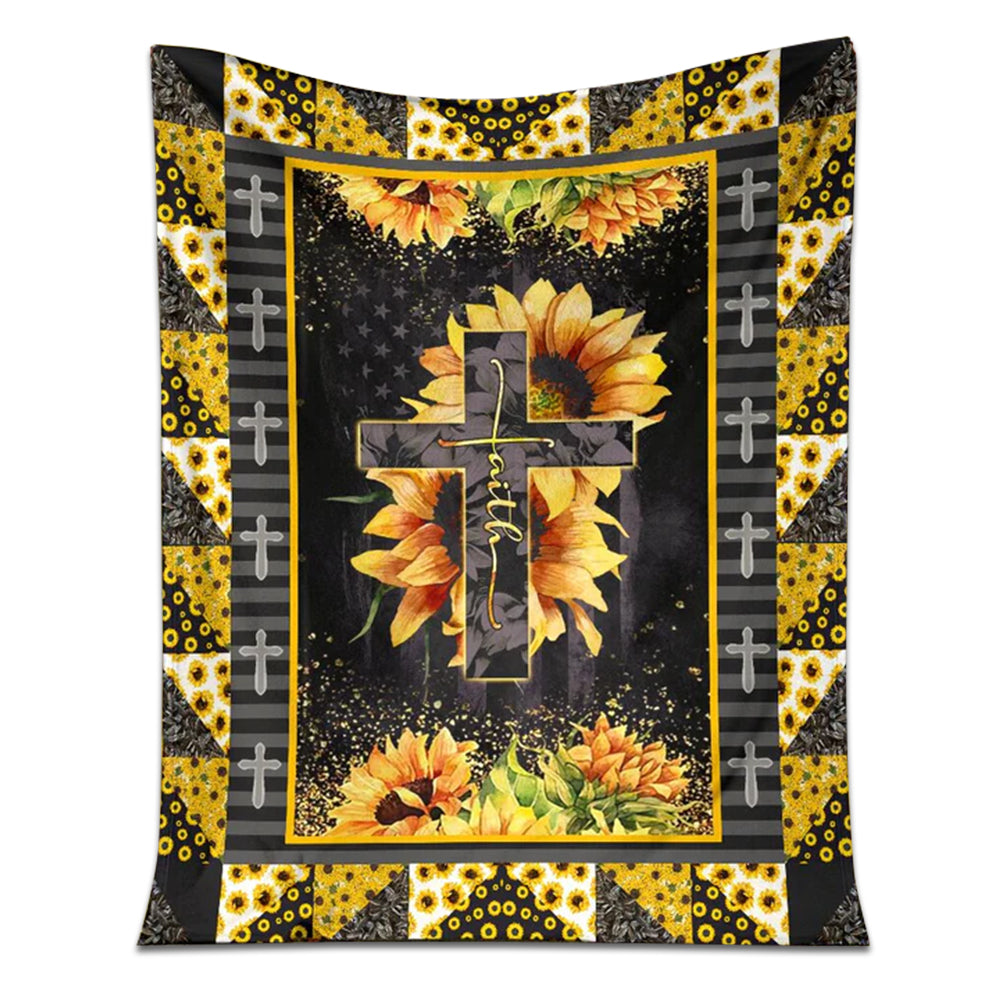50" x 60" Jesus Cross On Sunflower Christian - Flannel Blanket - Owls Matrix LTD