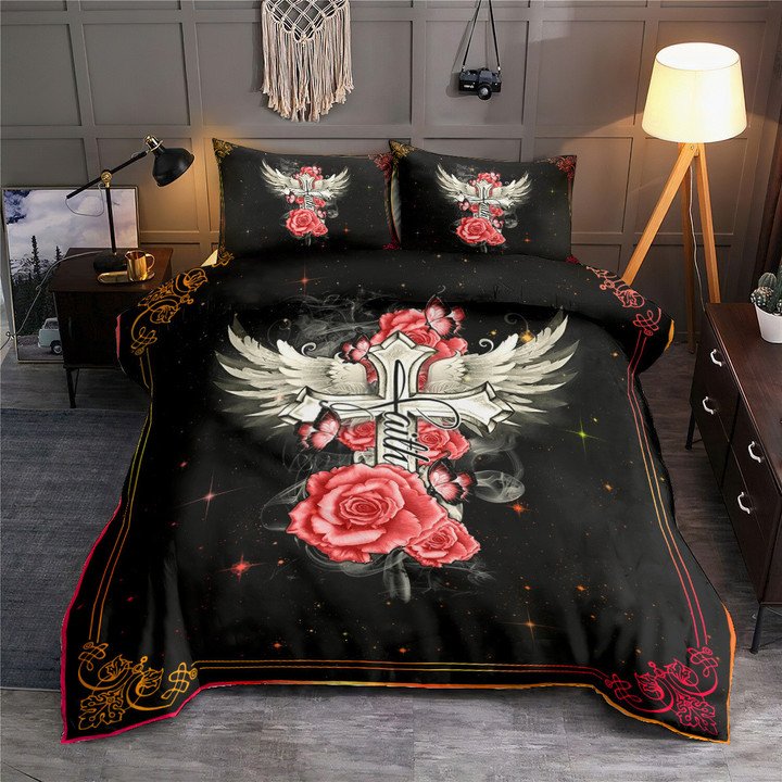 Jesus Faith Rose Butterfly - Bedding Cover - Owls Matrix LTD