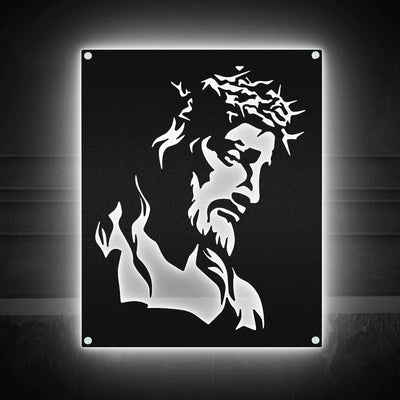 Jesus Portrait Radiant Face - Led Light Metal - Owls Matrix LTD