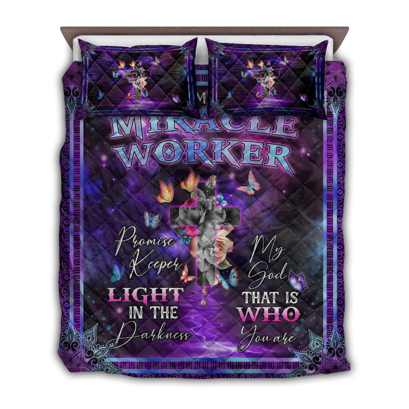 TWIN ( 50 x 60 INCH ) Jesus Way Maker Miracle Worker Promise Keeper - Quilt Set - Owls Matrix LTD
