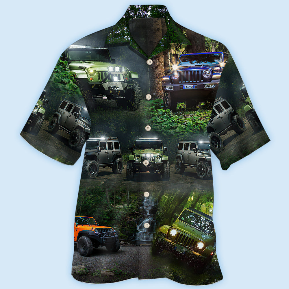 Jeep Dark Jungle Jeep - Hawaiian shirt - Owls Matrix LTD