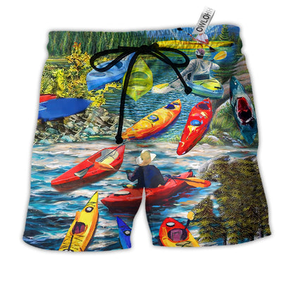 Beach Short / Adults / S Kayaking Gets Me Wet On The River - Beach Short - Owls Matrix LTD