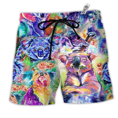 Beach Short / Adults / S Koala Colorful Love Animals - Beach Short - Owls Matrix LTD